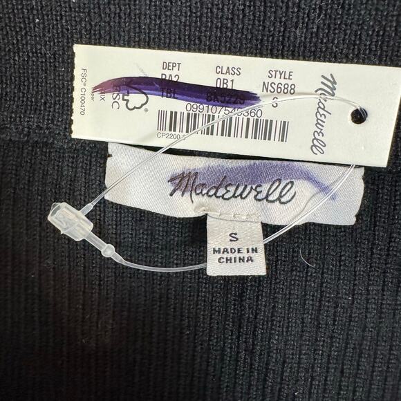 Madewell Merino Wool Blend Midi Skirt NWT Size Small $128 Black Goth Minimalist - Picture 5 of 7